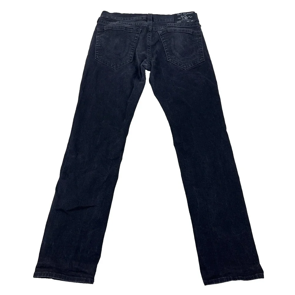 True Religion Jeans Men 34X32 Black Denim Geno Relaxed Slim Fit Black Wash Adult